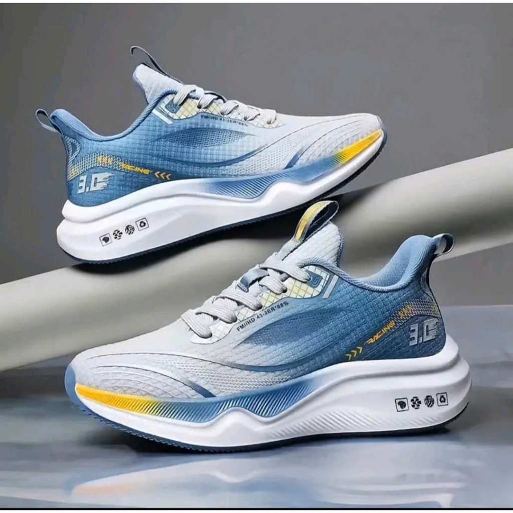 [Tặng Tất] Giày Thể Thao Nam Màu Xanh Phối Trắng, Đen Thời Trang Sneaker Đứng Form Êm Ái Năng Động