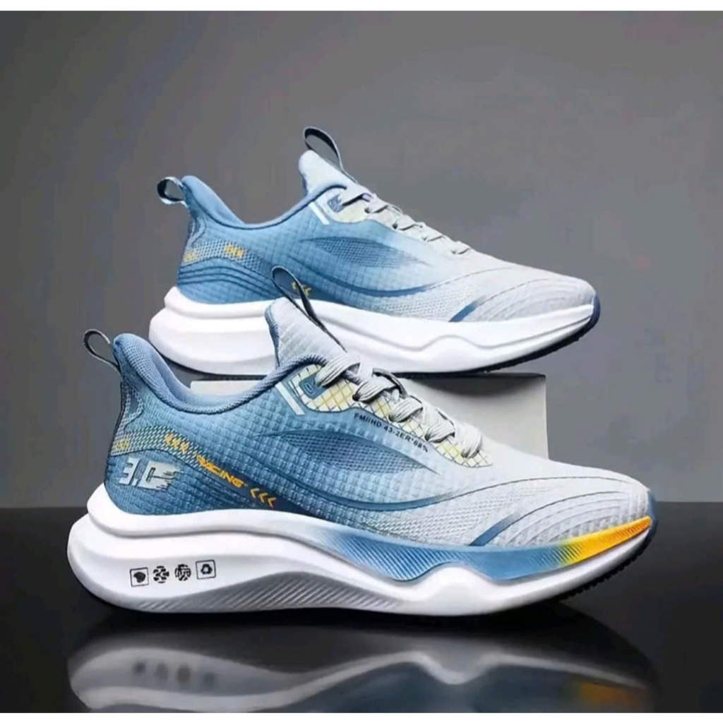[Tặng Tất] Giày Thể Thao Nam Màu Xanh Phối Trắng, Đen Thời Trang Sneaker Đứng Form Êm Ái Năng Động