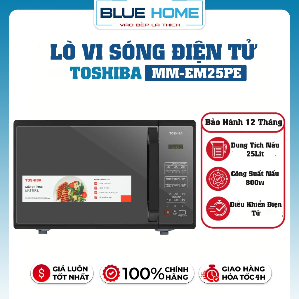 Lò Vi Sóng Điện Tử Toshiba MM-EM25PE(BM), 800w - 25Lit, Hàng Chính Hãng ...