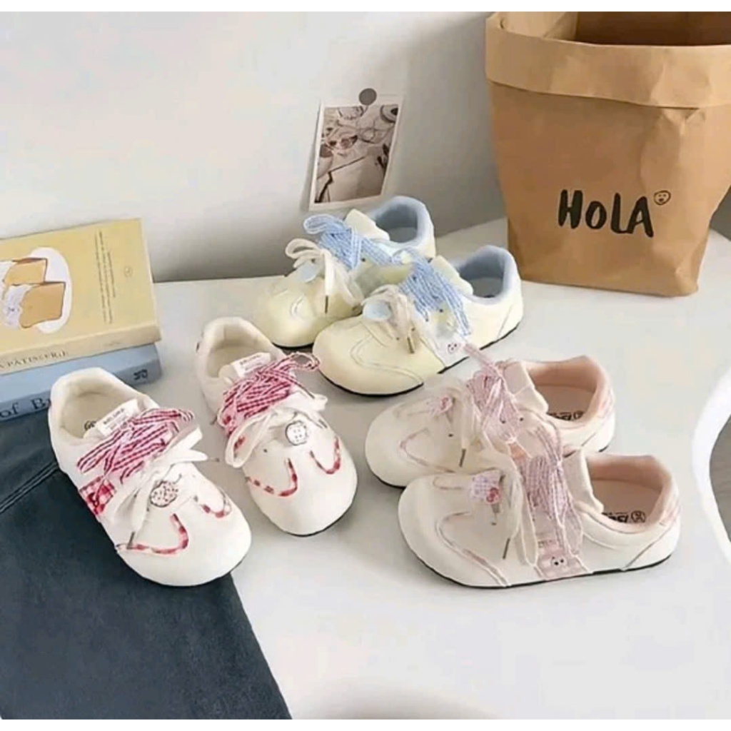 [SIÊU SALE 7.7 GIẢM 40K] Giày Nữ Phối Nơ Caro Dễ Thương Phong Cách Hàn Quốc Sneaker Màu Pastel Form Nhỏ Gọn Cute