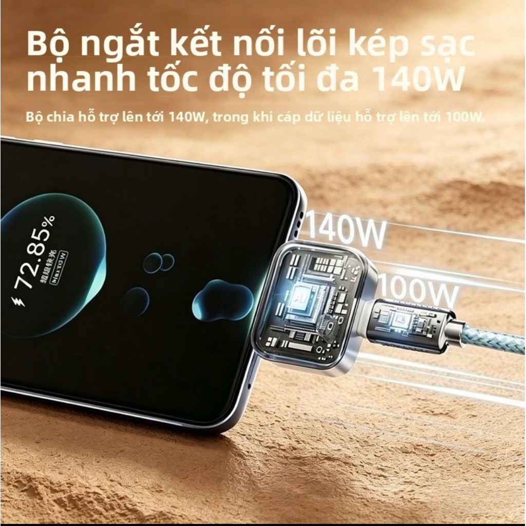 Bộ sạc tự động ngắt kết nối | Sạc nhanh Type-C 140W cho máy tính xách tay, điện thoại