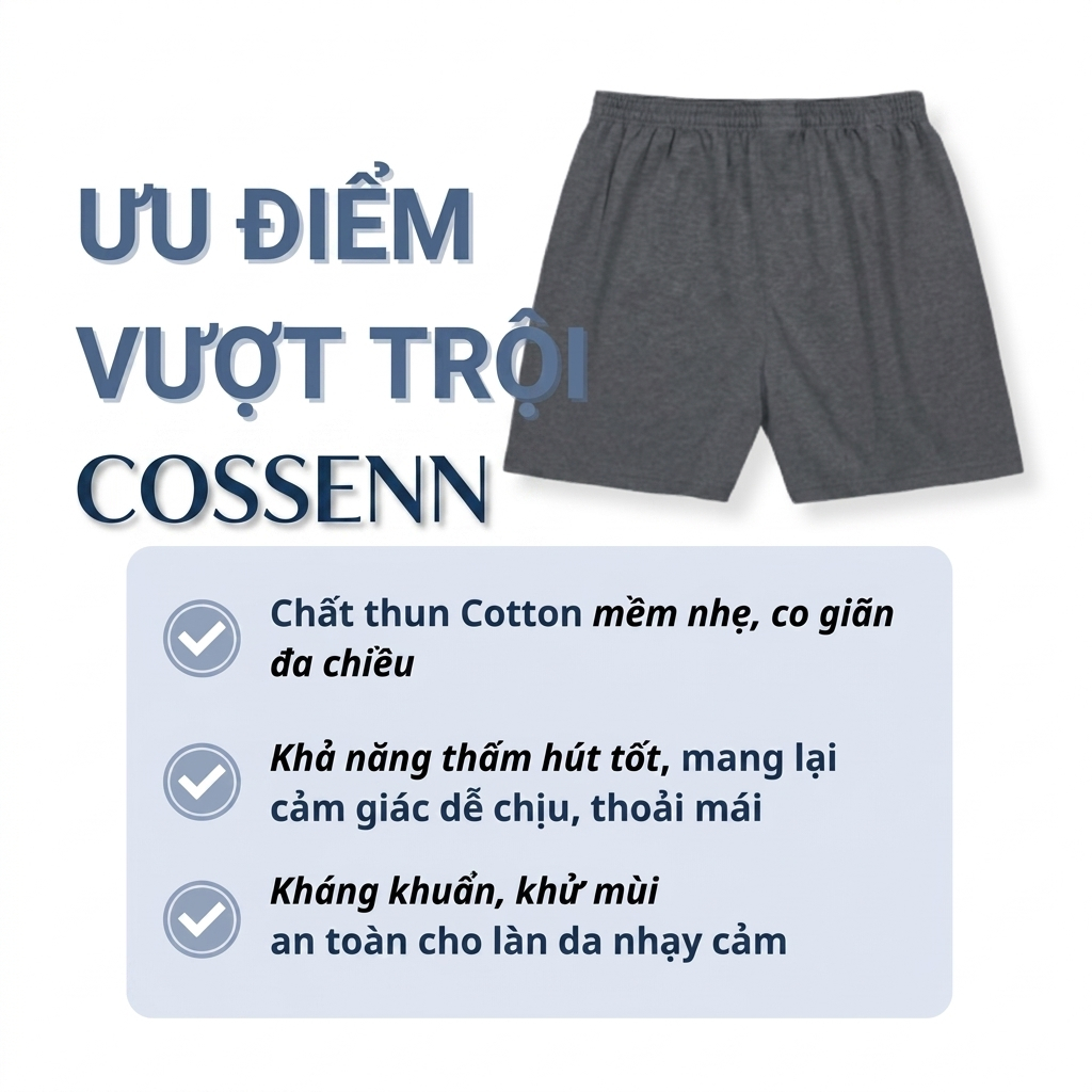Quần Đùi Nam Mặc Nhà COSSENN – Combo Giá Tốt, Mềm Mát, Thoải Mái Cả Ngày