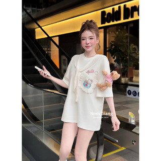 Áo Phông Gấu 13De Marzo Kitty Túi Bèo Kèm Khăn Len QC