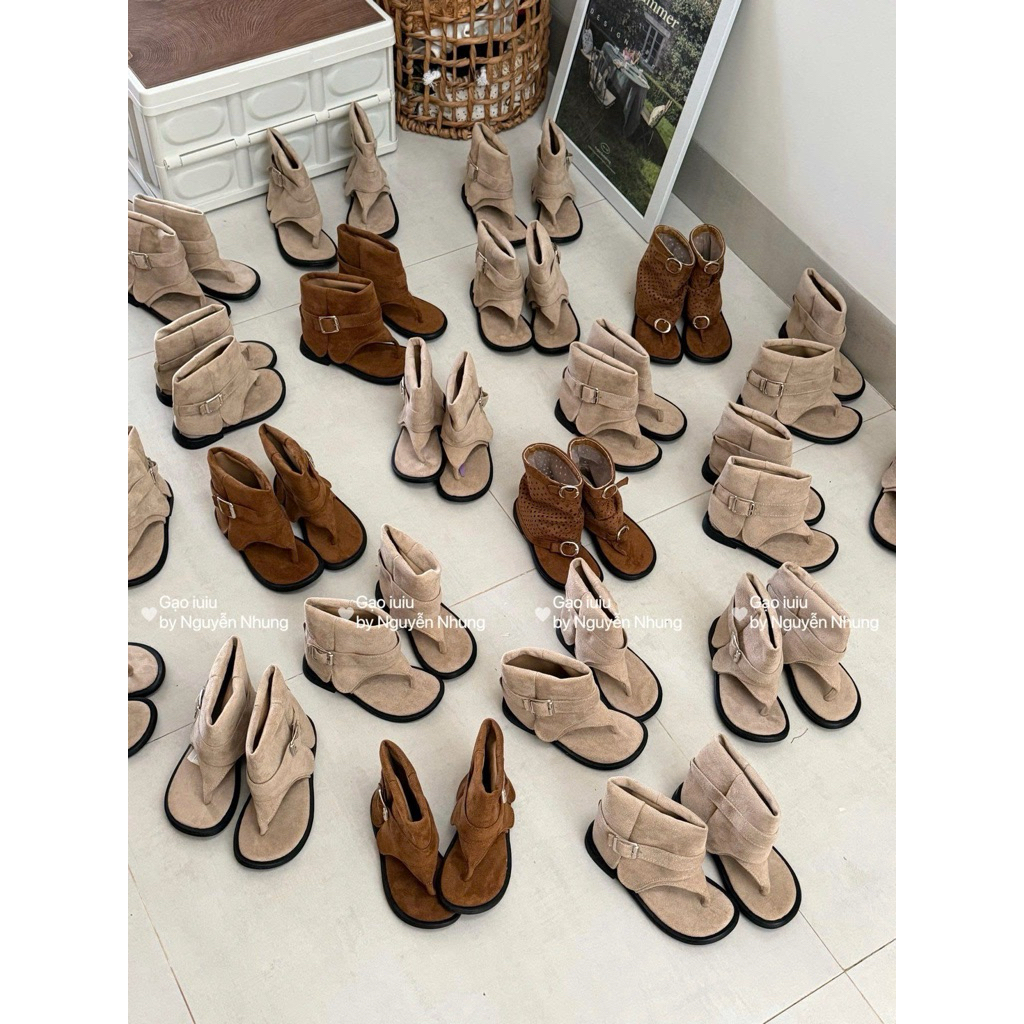 (Order) Boot xỏ ngón vải da lộn đi mùa hè phong cách dành cho bé gái