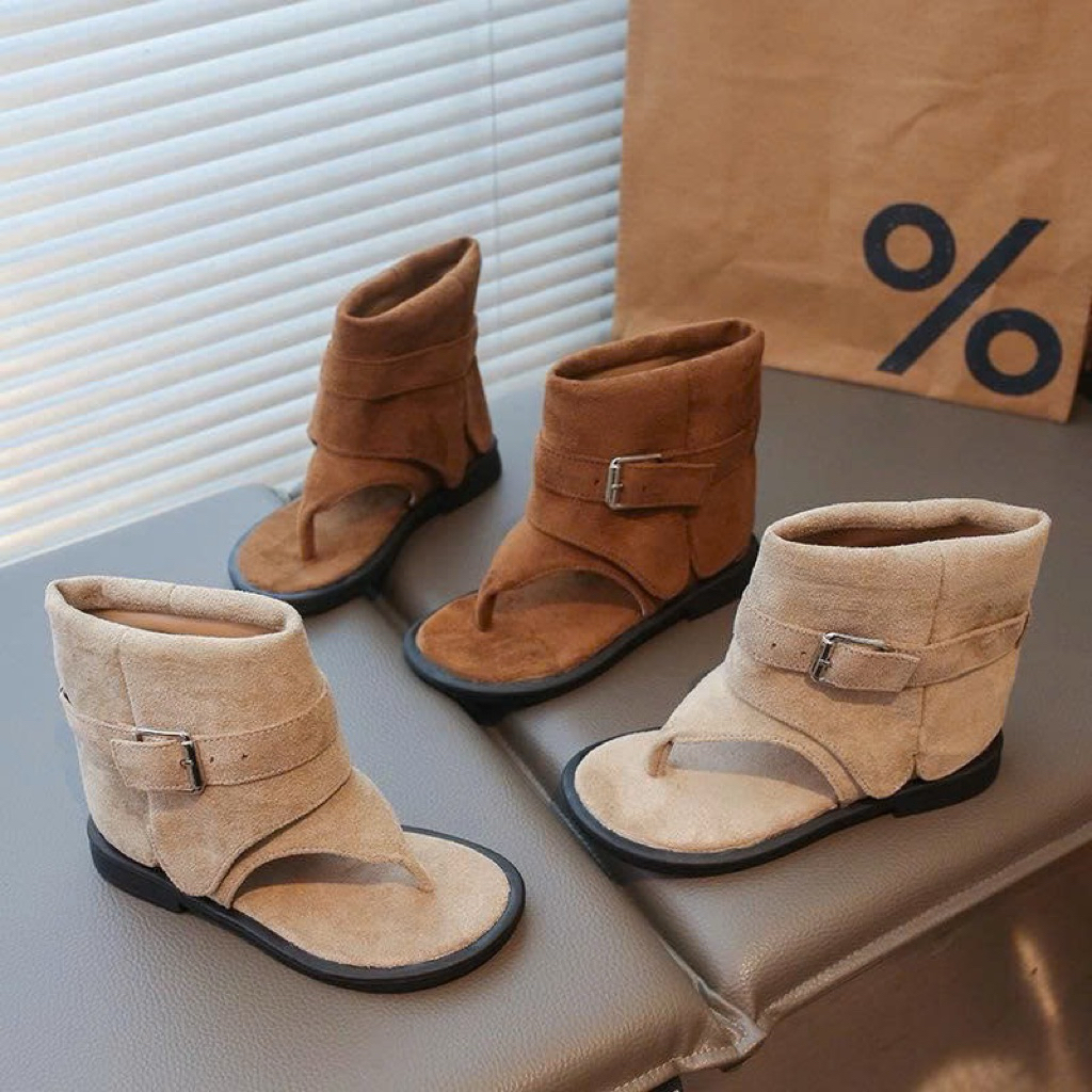 (Order) Boot xỏ ngón vải da lộn đi mùa hè phong cách dành cho bé gái