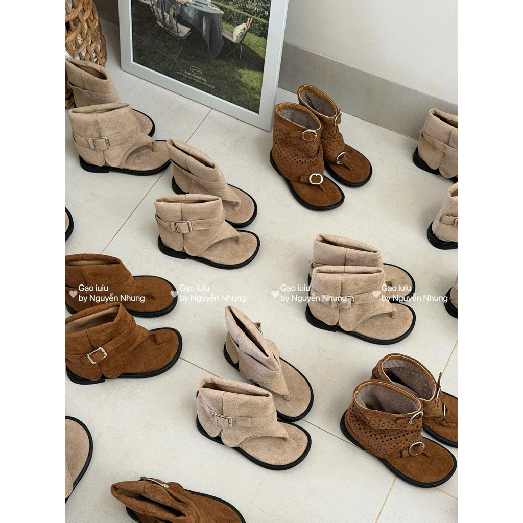 (Order) Boot xỏ ngón vải da lộn đi mùa hè phong cách dành cho bé gái