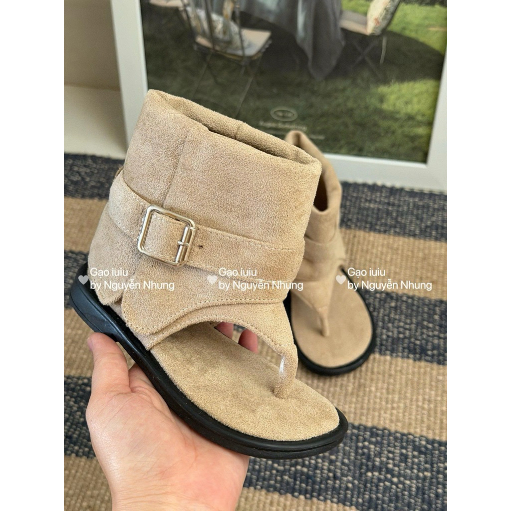 (Order) Boot xỏ ngón vải da lộn đi mùa hè phong cách dành cho bé gái