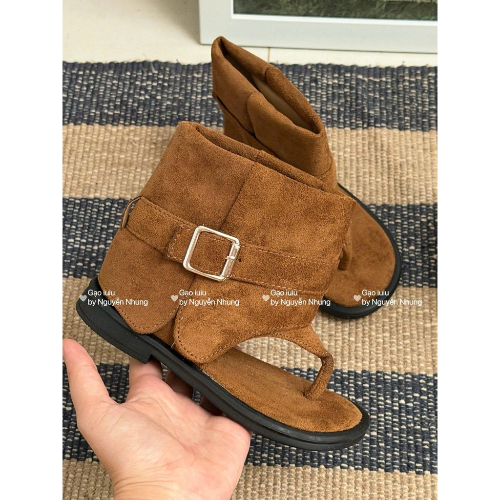 (Order) Boot xỏ ngón vải da lộn đi mùa hè phong cách dành cho bé gái