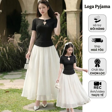 Chân Váy Voan Tơ Dáng Dài May 3 Lớp Thanh Lịch Nữ Tính , Chân Váy 3 Lớp Bồng Xòe Logastore_L686