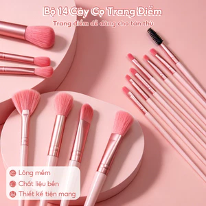 Bộ cọ trang điểm chuyên nghiệp 14 chống nước, lông trang điểm dễ sử dụng