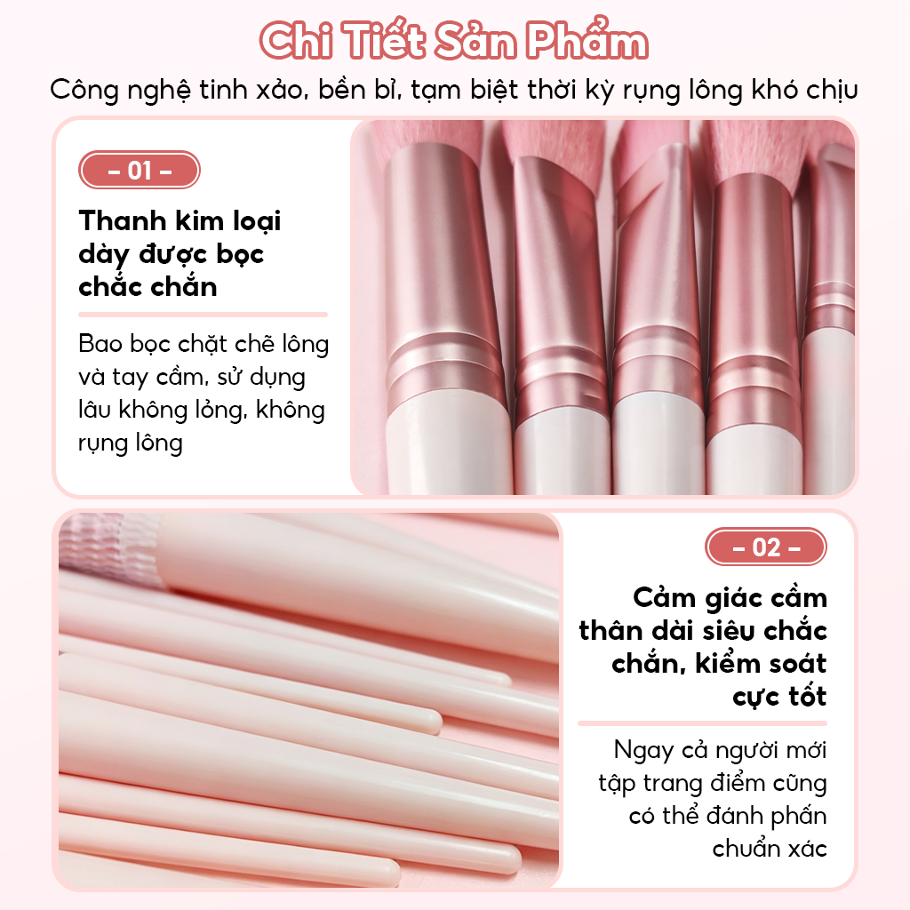 Bộ Cọ Trang Điểm 14 Cây LWHA Hỗn Hợp Phấn Nền Trang Điểm Dạng Phấn Mịn Mịn Mềm Mại