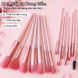 Bộ cọ trang điểm cá nhân cao cấp 14 cây kèm túi đựng bằng vải( màu hồng )