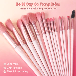 Bộ Cọ Trang Điểm 14 Cây Cọ Makeup Cá Nhân Chuyên Nghiệp Lông Mềm Mại Kèm Cốc