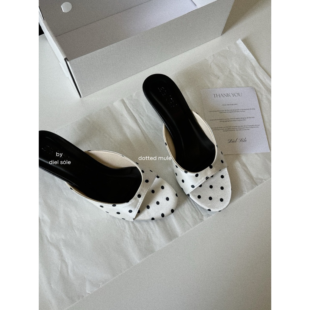 “Dotted Mule” by díel sole - Giày Cao Gót Chấm Bi Dáng Mule Heels [TĂNG 1 SIZE]