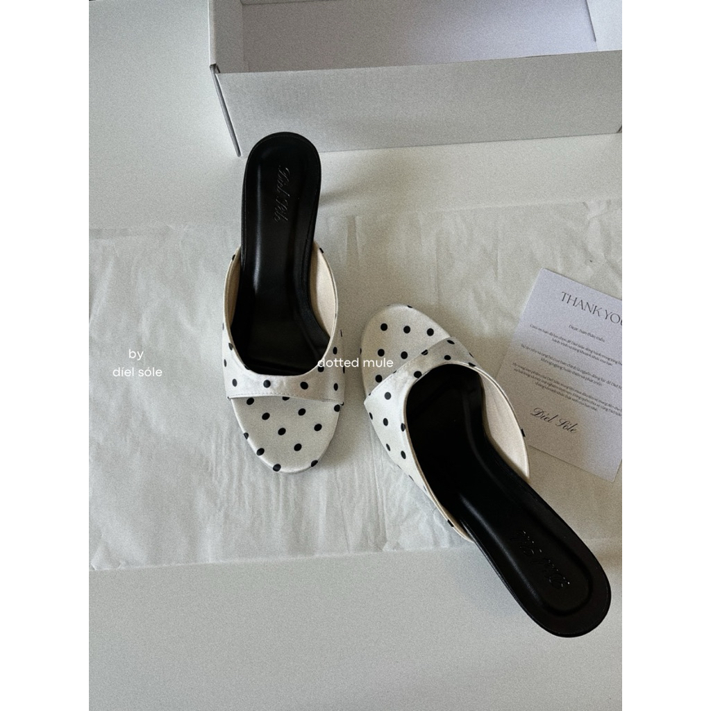 “Dotted Mule” by díel sole - Giày Cao Gót Chấm Bi Dáng Mule Heels [TĂNG 1 SIZE]