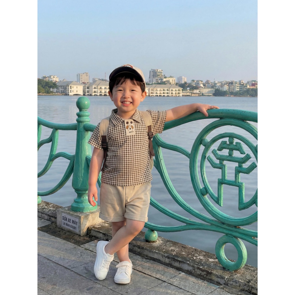 Set bộ polo cộc tay bé trai Miniumbaby in hình cute, bé đi học đi chơi, chất cotton mềm mịn SB2052