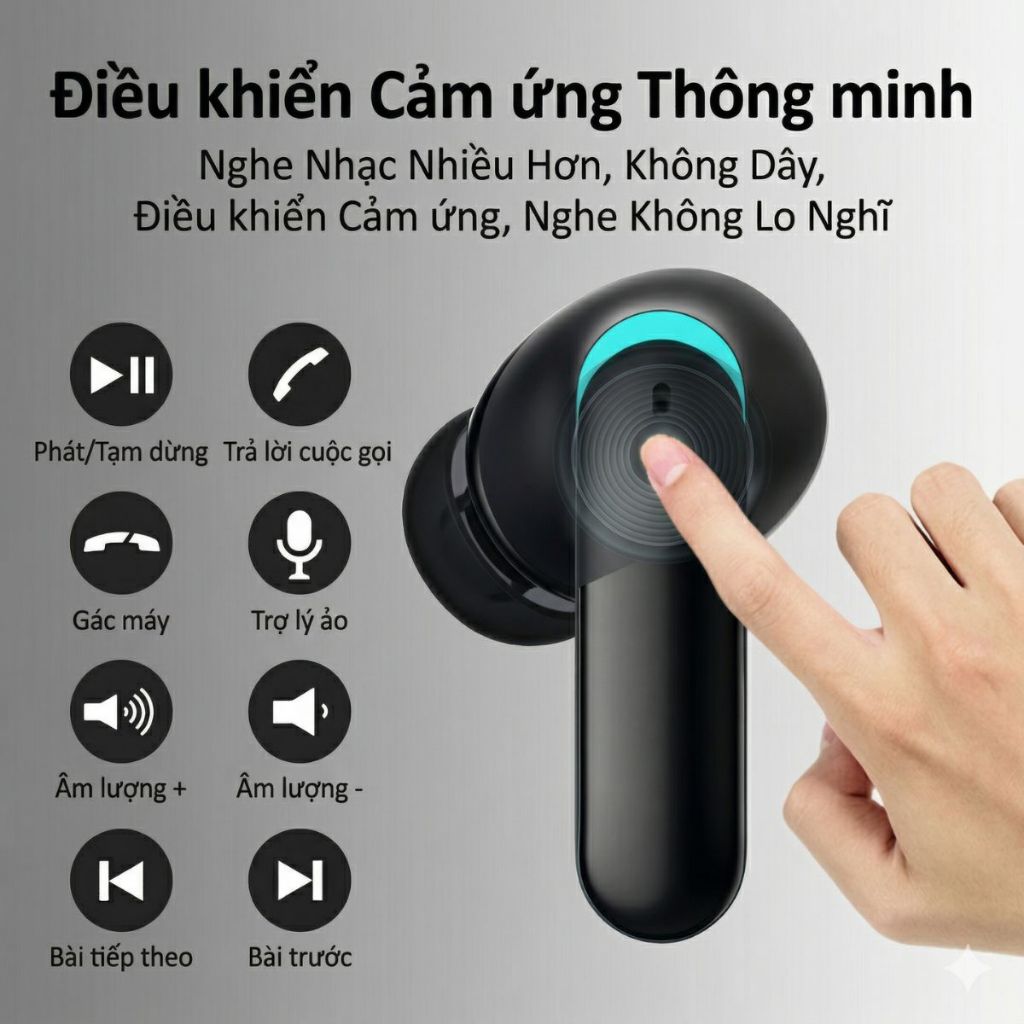 Tai nghe Bluetooth không dây Pin trâu, bass mạnh, kết nối nhanh độ trễ thấp, âm thanh vòm, chống ồn