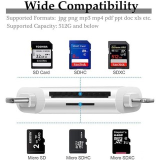 Đầu đọc thẻ đa năng 3in1 Type-C / Laining / USB - đọc thẻ TF/SD lên tới 1TB (Trắng)