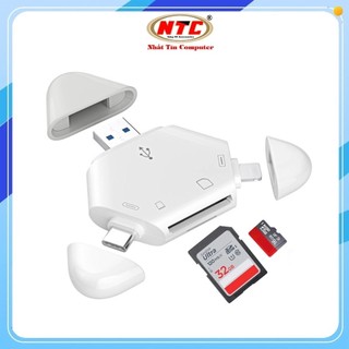 Đầu đọc thẻ đa năng 3in1 Type-C / Laining / USB - đọc thẻ TF/SD lên tới 1TB (Trắng)