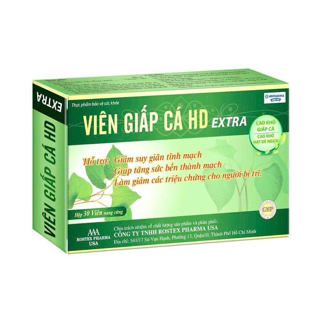 Viên Giấp Cá HD cao khô diếp cá, cao hạt dẻ ngựa giảm táo bón, tiêu trĩ, tăng sức bền thành mạch - 30 viên