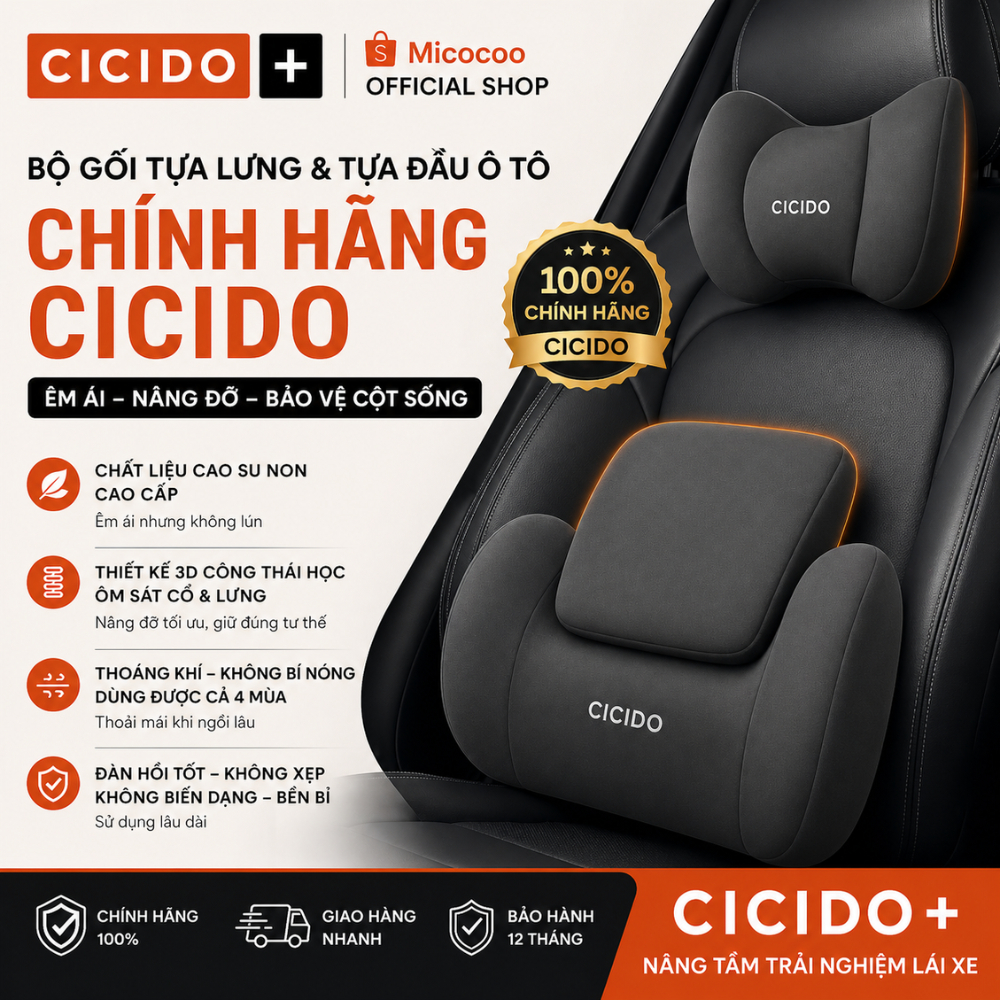 Bộ Gối Tựa Cổ và Tựa Lưng Cicido Cao Cấp cao su non Siêu Đàn Hồi-Gối ...