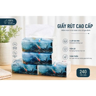 Combo 10 gói khăn giấy rút cao cấp để bàn Chieko - 4 lớp - 240 tờ (60 rút)