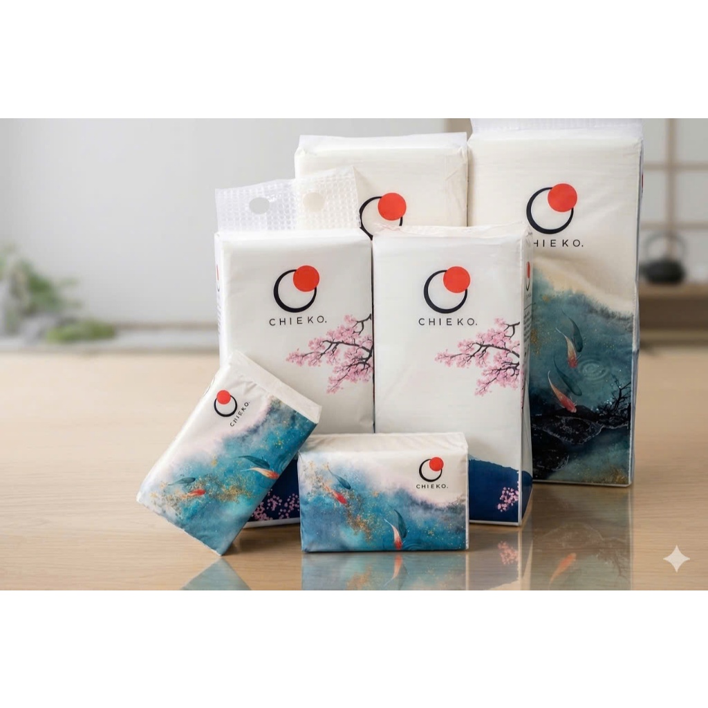 Combo 10 gói khăn giấy rút cao cấp treo tường Chieko - 4 lớp - 1000 tờ (250 rút)