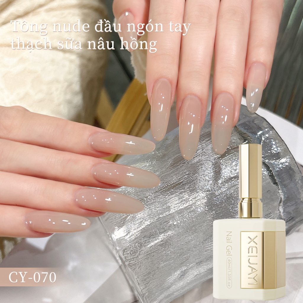 XEIJAYI 40ml - Sơn móng tay dạng gel màu hồng nâu nhạt, thời trang và đa năng, phù hợp sử dụng hàng ngày.
