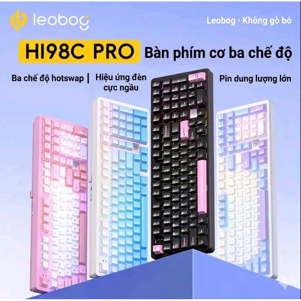Bàn phím cơ Nhôm LEOBOG HI98C Pro - Nhôm CNC - Gasket mount - Có app ...