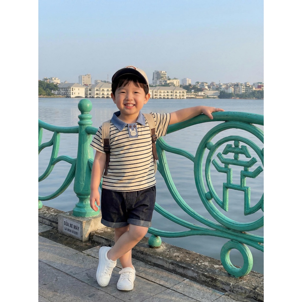 Set bộ polo cộc tay bé trai Miniumbaby in hình cute, bé đi học đi chơi, chất cotton mềm mịn SB2052