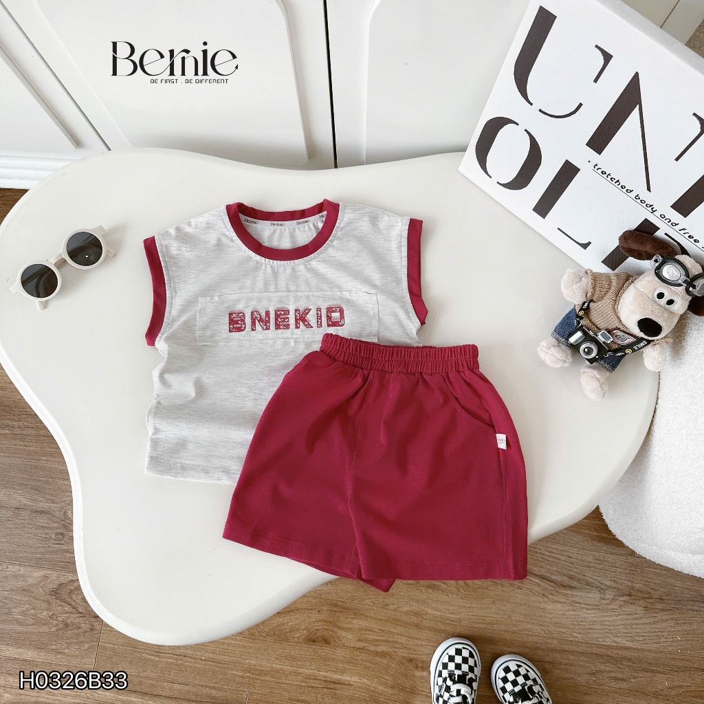 Bộ tanktop ba lỗ BNEKIDS năng động, bộ thun cotton năng động cá tính cho bé