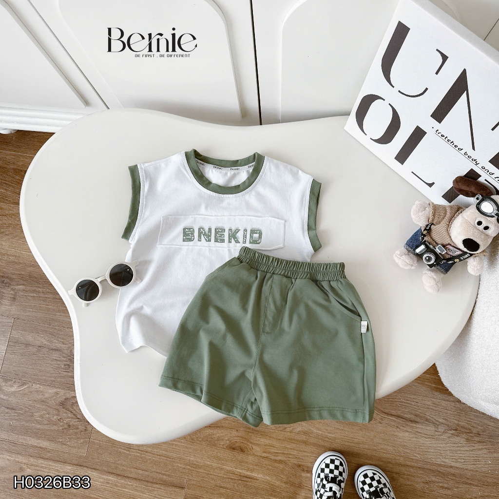 Bộ tanktop ba lỗ BNEKIDS năng động, bộ thun cotton năng động cá tính cho bé