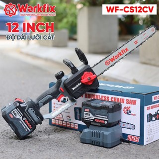 Máy Cưa Xích Pin WORKFIX WF-CS12CV Lam Xích Dài 12inch, Tra Nhớt Tự Động - Không Chổi Than