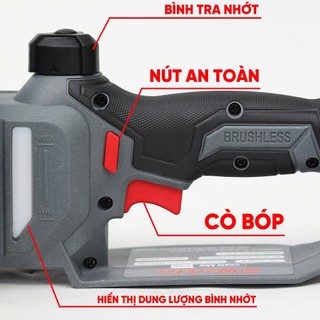 Máy Cưa Xích Pin WORKFIX WF-CS12CV Lam Xích Dài 12inch, Tra Nhớt Tự Động - Không Chổi Than