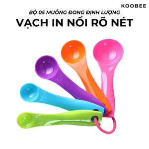 Bộ Thìa Đong, Muỗng Đo Lường 5 Món KooBee Nhựa PP An Toàn – Định Lượng Bột, Sữa, Gia Vị, Làm Đồ Ăn Dặm Cho Bé
