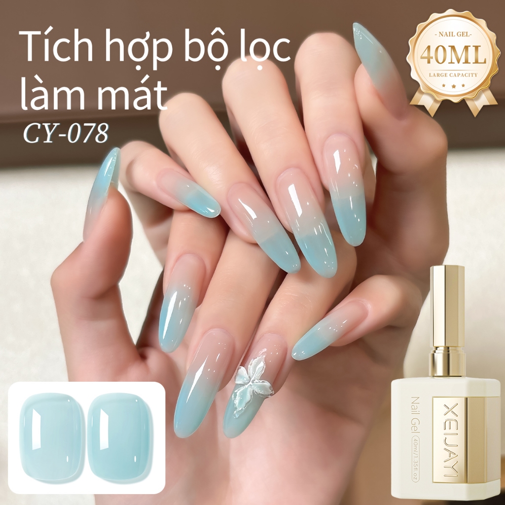 XEIJAYI 40ml - Sơn móng tay dạng gel màu xanh muối biển dung tích lớn, phù hợp cho các tiệm làm móng và mọi mùa.