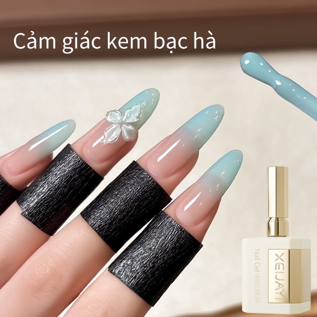 XEIJAYI 40ml - Sơn móng tay dạng gel màu xanh muối biển dung tích lớn, phù hợp cho các tiệm làm móng và mọi mùa.