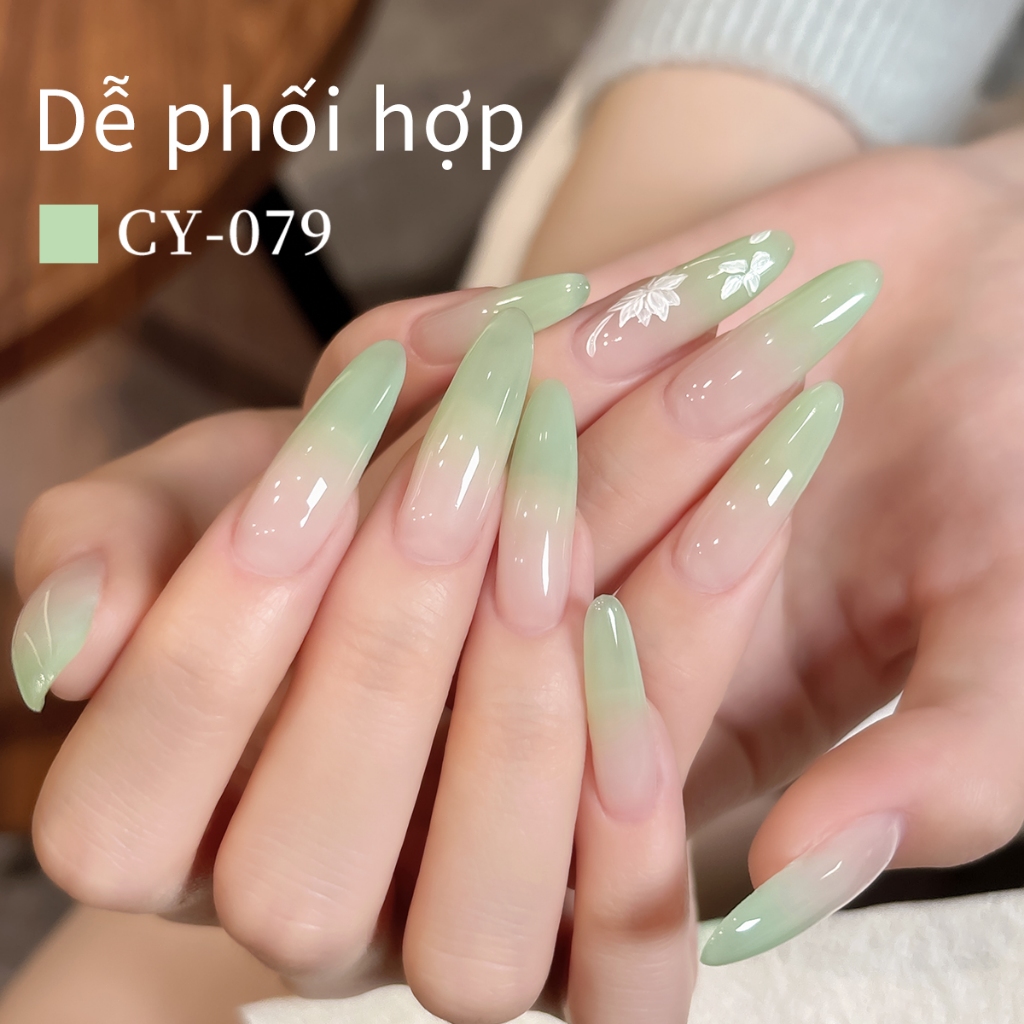 XEIJAYI 40ml - Sơn móng tay dạng gel màu xanh lá nhạt, bền màu và phù hợp với mọi tông da.
