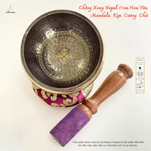 Chuông xoay 11cm họa tiết Mandala chày kim cương - CXNP269 - Chuông xoay Nepal - Chuông Mật Tông Tây Tạng