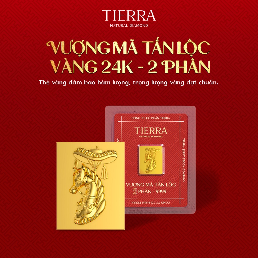 Thẻ Vàng Mỹ Nghệ 24K Tierra - 1 Phân/ 2 Phân Ép Vỉ