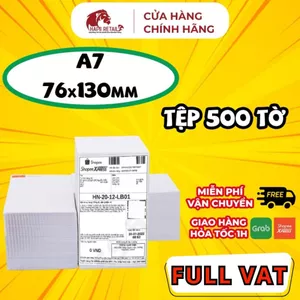 Giấy In Nhiệt A7 76x130mm Tệp 500 Tờ In Sắc Nét Loại Dày Chống Nước Không Phai Mực