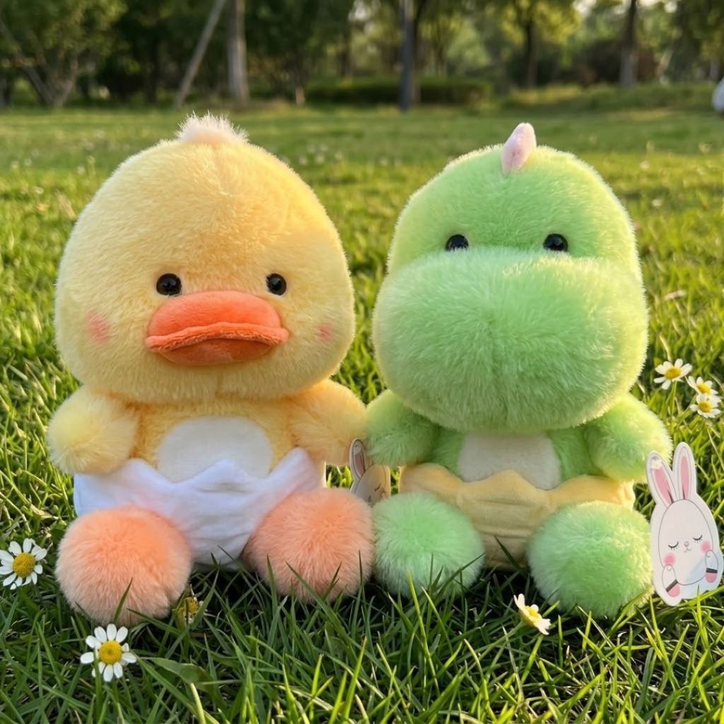 Gấu Bông Động Vật Mini Vịt,Gà,Khủng Long,Heo,Cáo Đeo Khăn Mặc Tã Trứng Lông Tơ Mềm Mại Quà Tặng Cho Bé,Bạn Gái