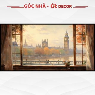 Tranh Dán Tường 3D Khung Cửa Sổ Phong Cảnh Châu Âu - Decal Dán Tường Cửa Sổ Ớt Decor