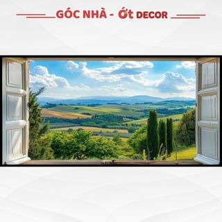 Tranh Dán Tường 3D Khung Cửa Sổ Phong Cảnh Châu Âu - Decal Dán Tường Cửa Sổ Ớt Decor