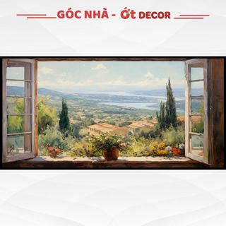 Tranh Dán Tường 3D Khung Cửa Sổ Phong Cảnh Châu Âu - Decal Dán Tường Cửa Sổ Ớt Decor