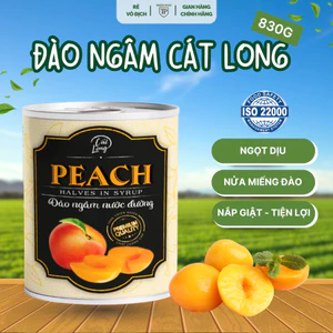 Lon Đào Ngâm Nước Đường Cát Long, Đào Miếng Ngâm Lon 830g