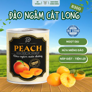 Lon Đào Ngâm Nước Đường Cát Long, Đào Miếng Ngâm Lon  830g