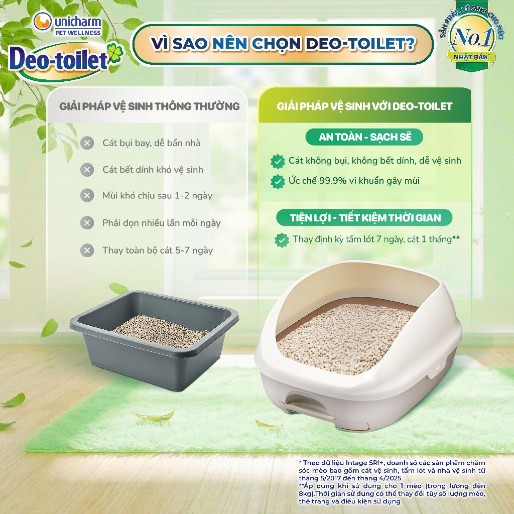 Cát khử mùi kháng khuẩn cho mèo Deo-toilet 2L (1.78 kg)