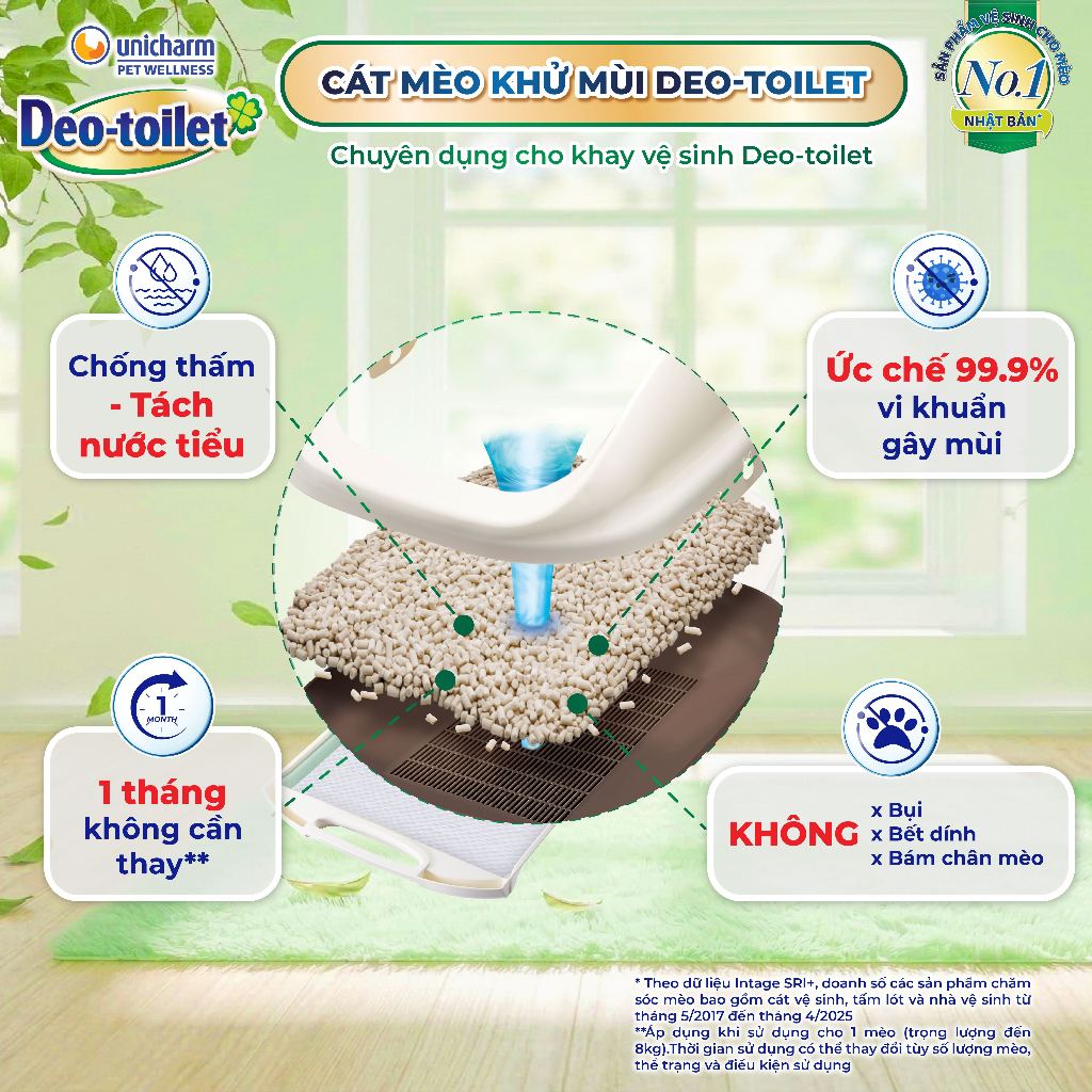 Cát khử mùi kháng khuẩn cho mèo Deo-toilet 2L (1.78 kg)