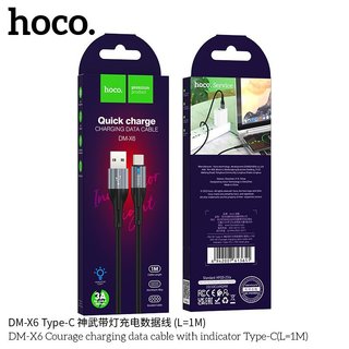 Cáp sạc nhanh Hoco DM-X6 cổng TypeC, max 3A, dài 1M, có đèn Led (Đen) - Phụ Kiện Nhất Tín